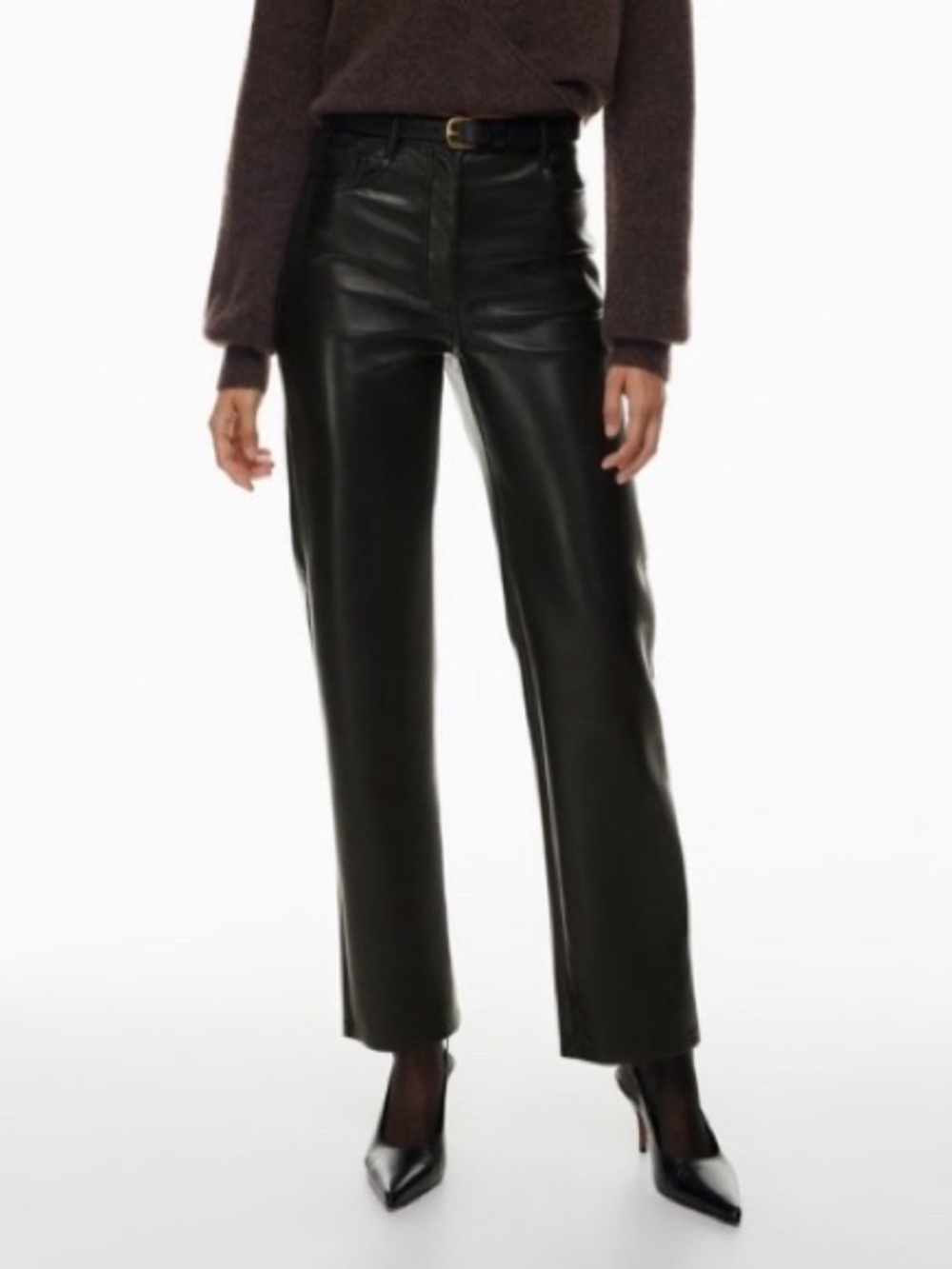 Wilfred Melina High Waisted Vegan Leather Straight Leg Pant Size 8 Black Aritzia